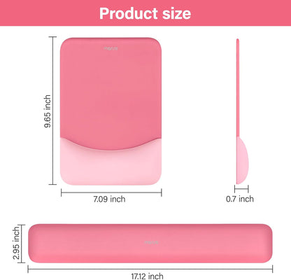 MOSISO Wrist Rest Support for Mouse Pad&Keyboard Set, Rectangular Ergonomic Mousepad Non-Slip Base Home/Office Pain Relief&Easy Typing Pad with Neoprene Cloth&Raised Silicone Lining, Green
