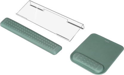 MOSISO Computer Keyboard Stand&Wrist Rest Support for Keyboard &Mouse Pad Set, Ergonomic Massage Wrist Rest Set, Easy Typing Working Acrylic Clear Stand for Office Home, Apricot