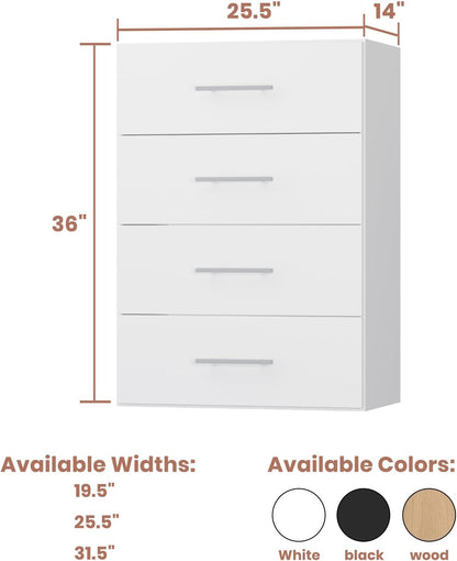 4-Drawer Stackable Storage Organizer Unit for Closet, Modular Wood Closet Storage Bins with Drawers, Closet She-lf Organizer Basket for Hanging Clothes, Wood, 25.5"W