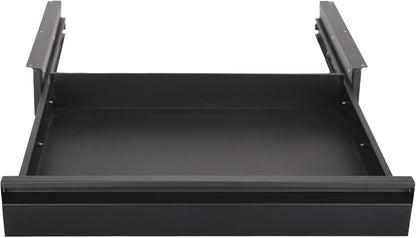 POPMOON 13.8 in Under Desk Drawer For Desk, Pull out Storage Organizer with Slide Extension Mounted Under Flat Wooden Table or Workbench, Carbon Steel Undermount Drawer,Black