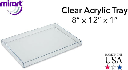 Clear Acrylic Organizer Tray, 12 x 12 Low-Profile Display & Vanity Tray – BPA-Free, Bathroom, Desk, Decor & Serving (Dry Use Only) - Made in USA