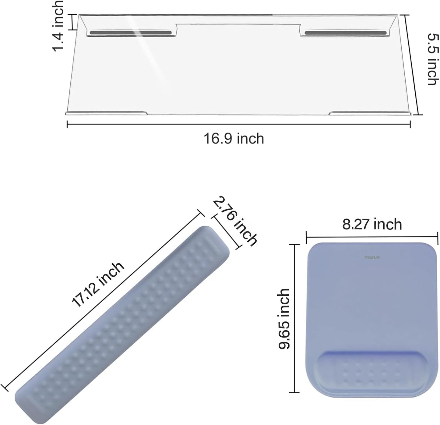MOSISO Computer Keyboard Stand&Wrist Rest Support for Keyboard &Mouse Pad Set, Ergonomic Massage Wrist Rest Set, Easy Typing Working Acrylic Clear Stand for Office Home, Apricot