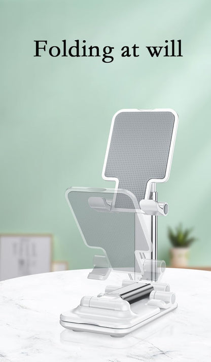 Desk Mobile Phone Holder Stand for iPhone IPad Xiaomi Adjustable Desktop Tablet Holder Universal Table Cell Phone Stand（White）