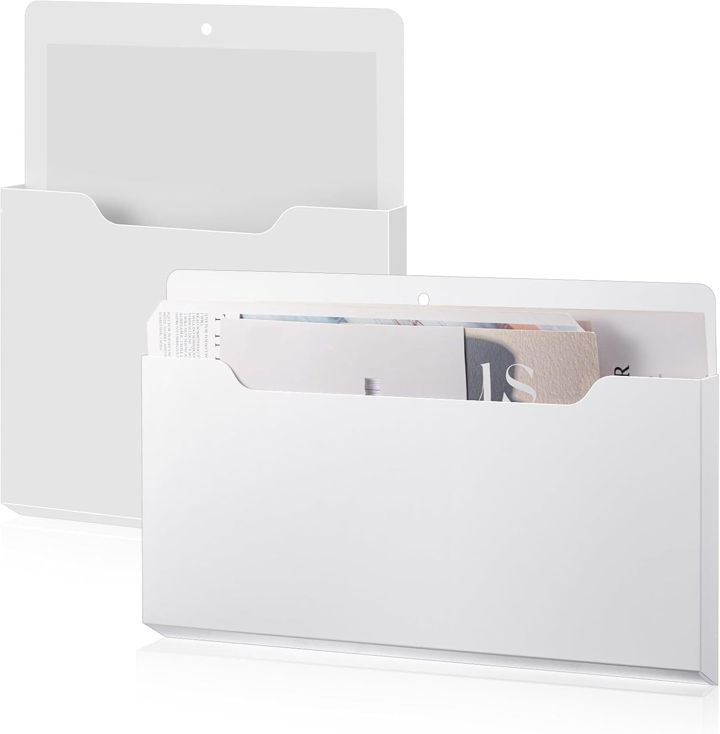 Feifeiya 2 Pcs Magnetic File Folder Wall Hanging Holder Large Pocket Paper Magazine Mail Organizer for Refrigerator Classroom Locker Whiteboard(Vertical,Purple Color,12.2 x 9.4 Inches)