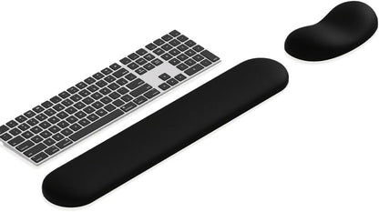 Ergonomic Wrist Rest Set for Keyboard and Mouse | Cooling Gel & Slow-Rebound Memory Foam Palm Support Pad | Luxe Leather, Minimalist, Non-Slip PU Base for Office, Laptop & Gaming (03White)
