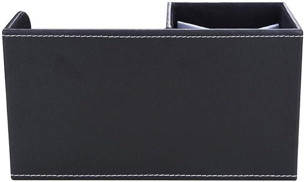 KINGFOM Desk Organizer Office Supplies Caddy Pu Leather Multi-function Storage Box Pen/Pencil,Cell phone, Business Name Cards Remote Control Holder with Small Drawer Black