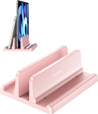 Vaydeer Vertical Laptop Stand Holder Organizer Plastic Adjustable Desktop Notebook Dock Space-Saving 3 in 1 for All MacBook Pro Air,Mac,HP,Dell,Microsoft Surface,Lenovo,up to 17.3 inches (Black)