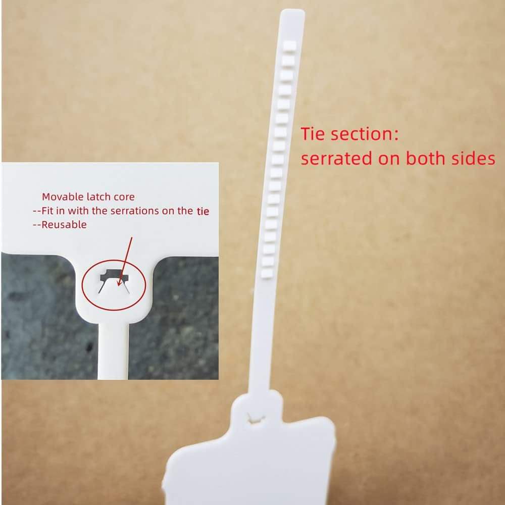 100pcs Reusable Blank Plastic Tags Ties Key Tags 1.45"*2.48" Serrated Tension Sealing Strap with Large Label Plastic Tie Mark Label Waterproof Hang Sign Write on Tag (Red, 100pcs)