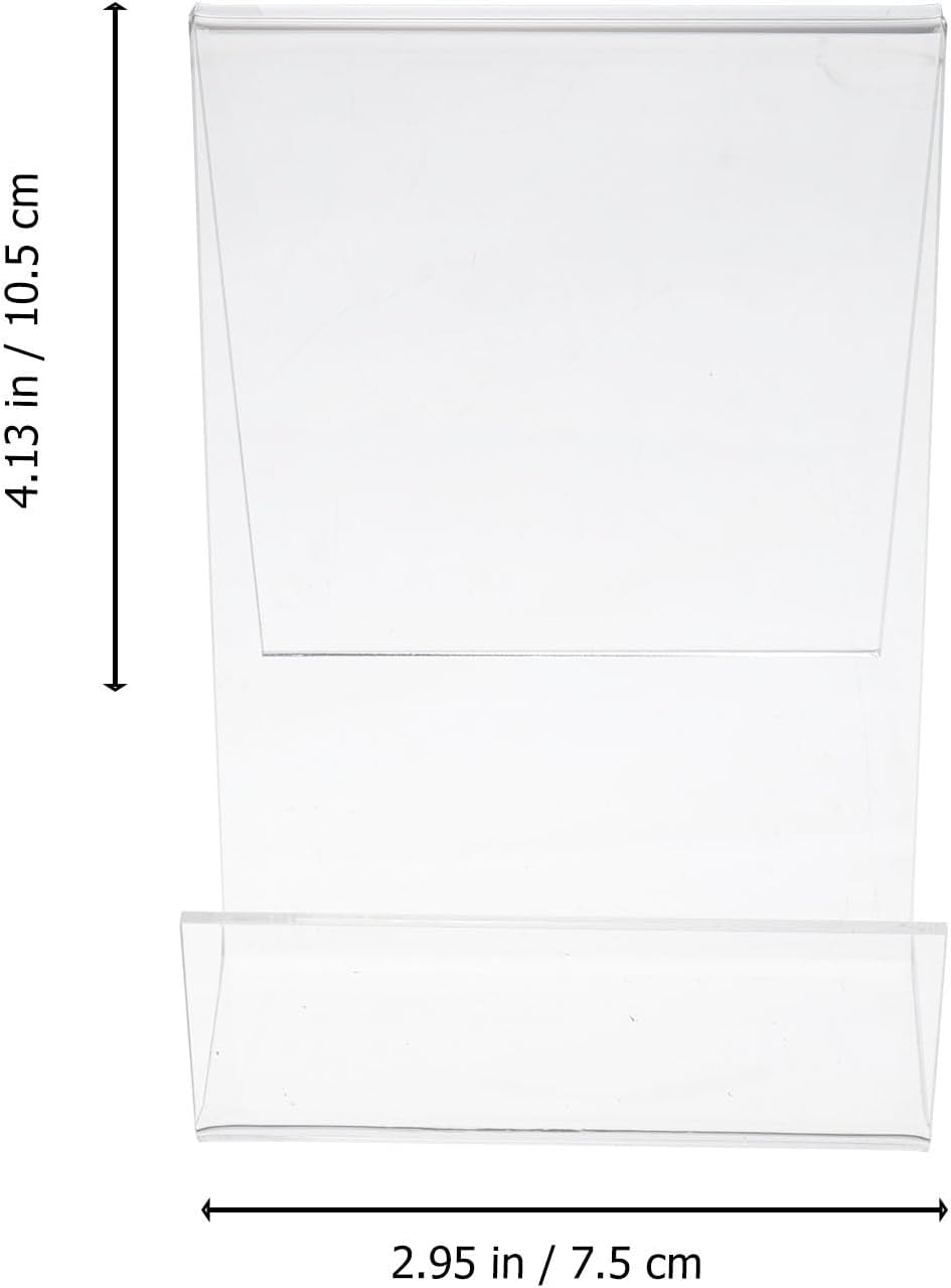 MAGICLULU Transparent Acrylic Book Display Stand 4.13X3.54X2.95 Inch Vertical Book Holder Desktop Shelf for Textbooks Magazines and Tablets