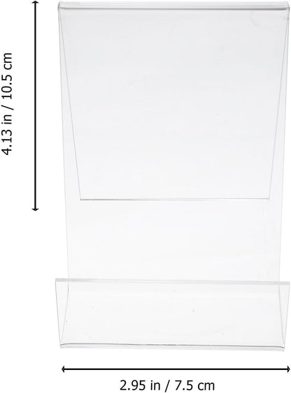 MAGICLULU Transparent Acrylic Book Display Stand 4.13X3.54X2.95 Inch Vertical Book Holder Desktop Shelf for Textbooks Magazines and Tablets