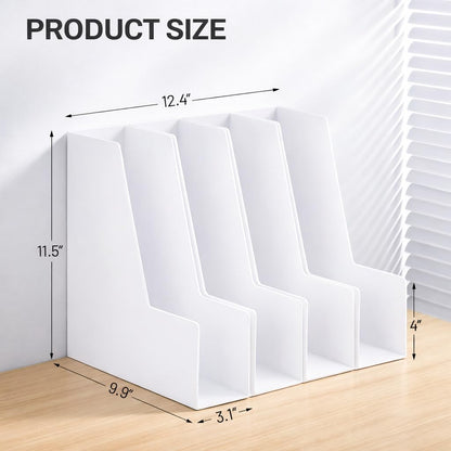 CiWiVOKi Vertical Magazine File Holder, Desk Organizer and Storage for Magazines, Binders, Notebooks, Envelopes, Multi-Purpose Desktop File Organizer for Home, Office & Classroom, 4 Pack, Black