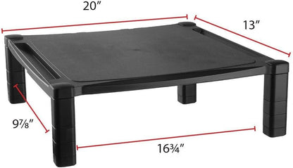 Kantek Single-Level Monitor Stand, 17" X 13.25" X 3" To 6.5", Black, Supports 50 Lbs
