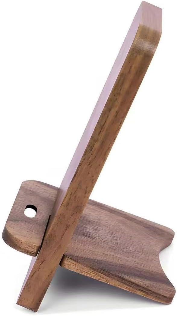Solid Wood Phone Stand, Desktop Wooden Phone Stand, Simple Phone Holder, Compatible with All Phones (Walnut Wood)