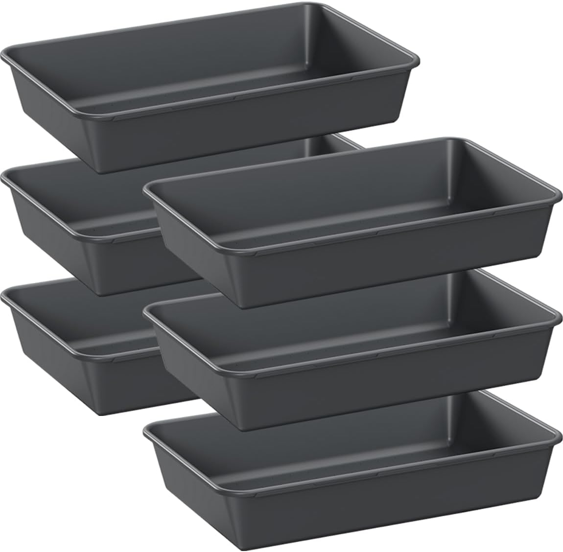 Kutesna 6 PCS Large Plastic Drawer Organizer, 9"×6" Desk Drawer Organizer and Storage Trays, Versatile Plastic Storage Bins for Makeup Vanity, Jewelries, Kitchen Utensils, Bathroom and Office