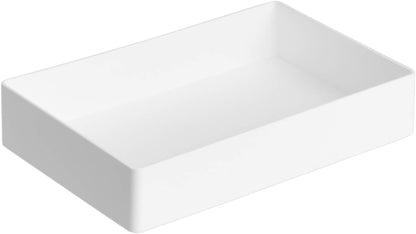 Amazon Basics Rectangular Plastic Desk Organizer with Storage Trays, Accessory Tray for Office Supplies and Pen Holder, 9.4 x 6.7 x 2 inch, Black