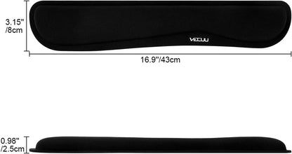 VECUU Keyboard Wrist Rest, Pad with Ergonomic Raised Memory Foam for Easy Typing & Pain Relief, Anti-Slip Wrist Support Suit for Computer, Laptop, Office, PC Gaming (Black)