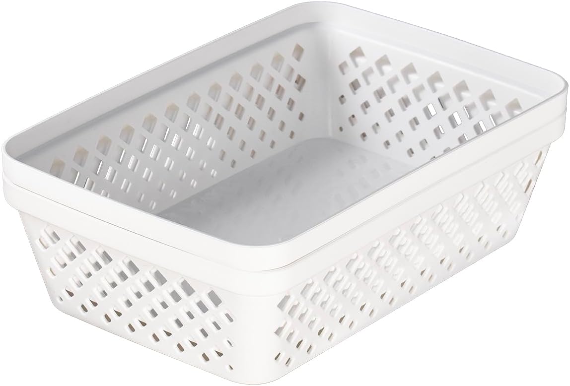 Glad Plastic Storage Basket Set - Multipurpose Drawer Trays, Kitchen Pantry Containers, and Bathroom Bins - 6 Pack Medium Organizers, Grey