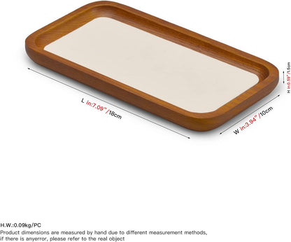 Oirlv Solid Wood Jewelry Display Tray Small Jewelry Tray Rings Earrings Bracelets Necklace Holder Organizer(Rectangle, Grey)