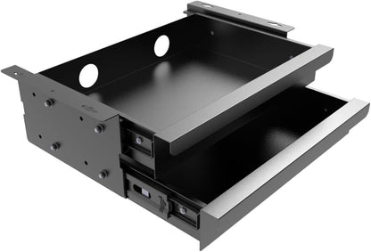 Under Desk Mounted Sliding Pull-Out Drawer for Office Desk W 19.2" x D 13.4" Storage Organizer for Sit Stand Workstation, Metal, Black (Large)