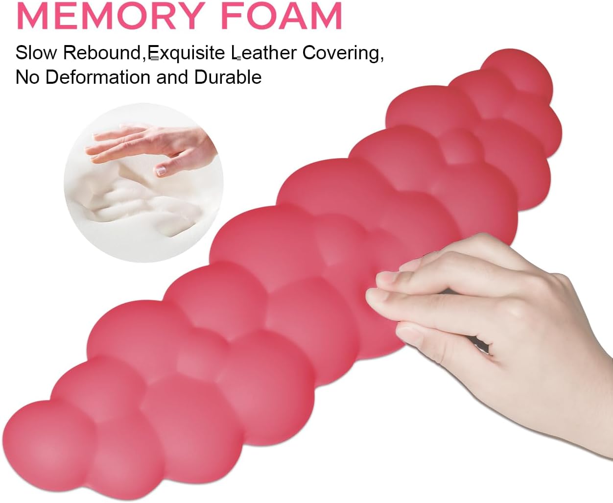 JIKIOU Upgrade Leather Cloud Keyboard Wrist Rest, Cloud Wrist Rest with Non-Slip PU Base, Comfortable Memory Foam Wrist Rest for Computer Laptop Mac Gaming Office and Pain Relief Christmas Wish Gift