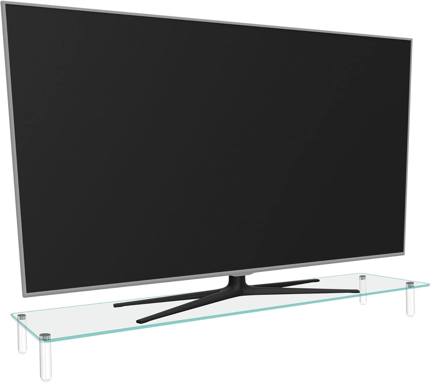 Kantek Extra-Wide Glass Monitor Riser with 8mm Tempered Glass Platform and 60-Pound Capacity, Clear Glass (MS380), 3.3" x 39.4" x 10.2"