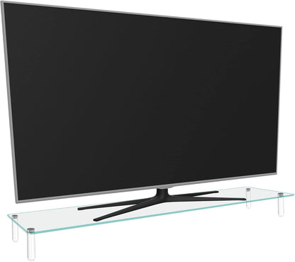 Kantek Extra-Wide Glass Monitor Riser with 8mm Tempered Glass Platform and 60-Pound Capacity, Clear Glass (MS380), 3.3" x 39.4" x 10.2"