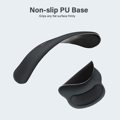 MOSISO Wrist Rest Support for Mouse Pad&Keyboard Set, Circle Curved Ergonomic Mousepad&Coaster Non-Slip Base Home/Office Pain Relief&Easy Typing Pad with Soft Cloth&Silicone Lining, Antique Green