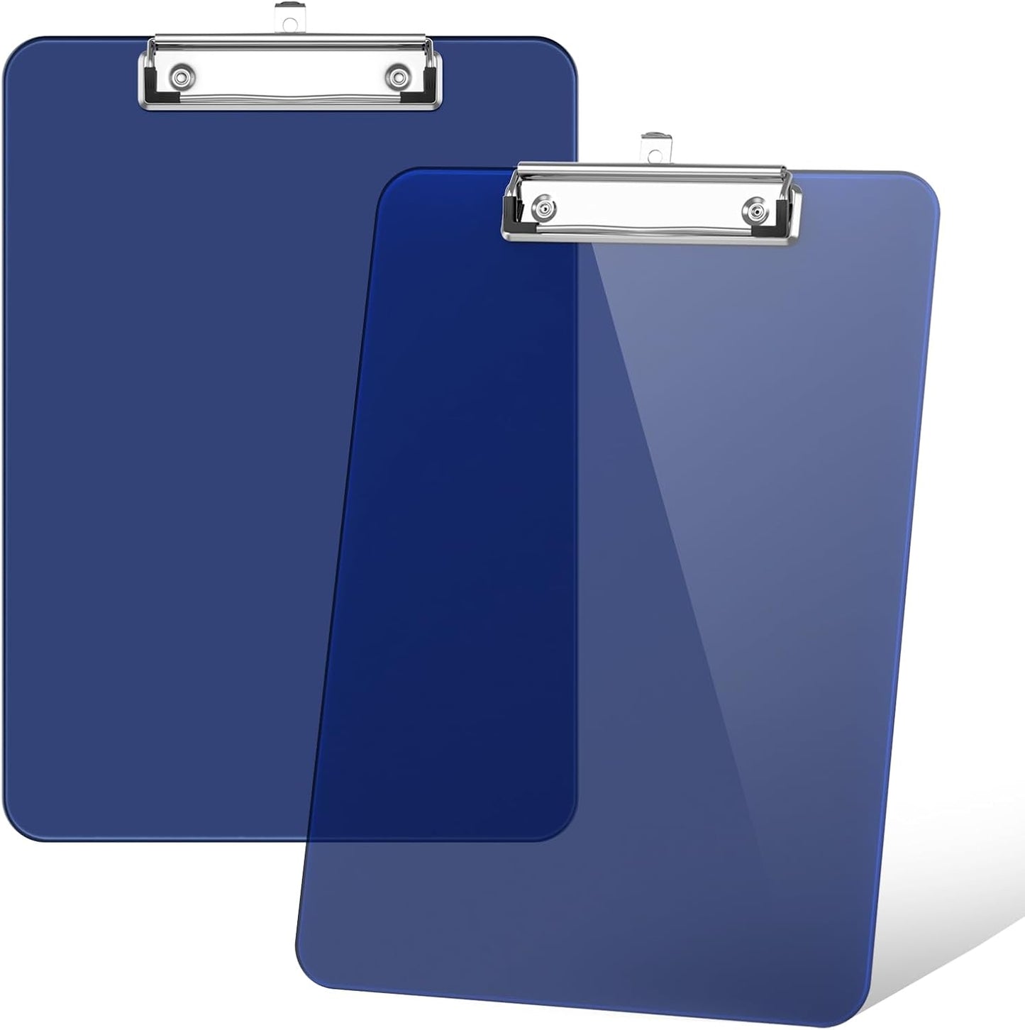 Rimilak 8.5 x 11 Plastic Clipboards Set of 2, Low Profile Metal Clip, Translucent Board, 12.5 x 9 in Letter Size, Office Supply, Back to School, Purple