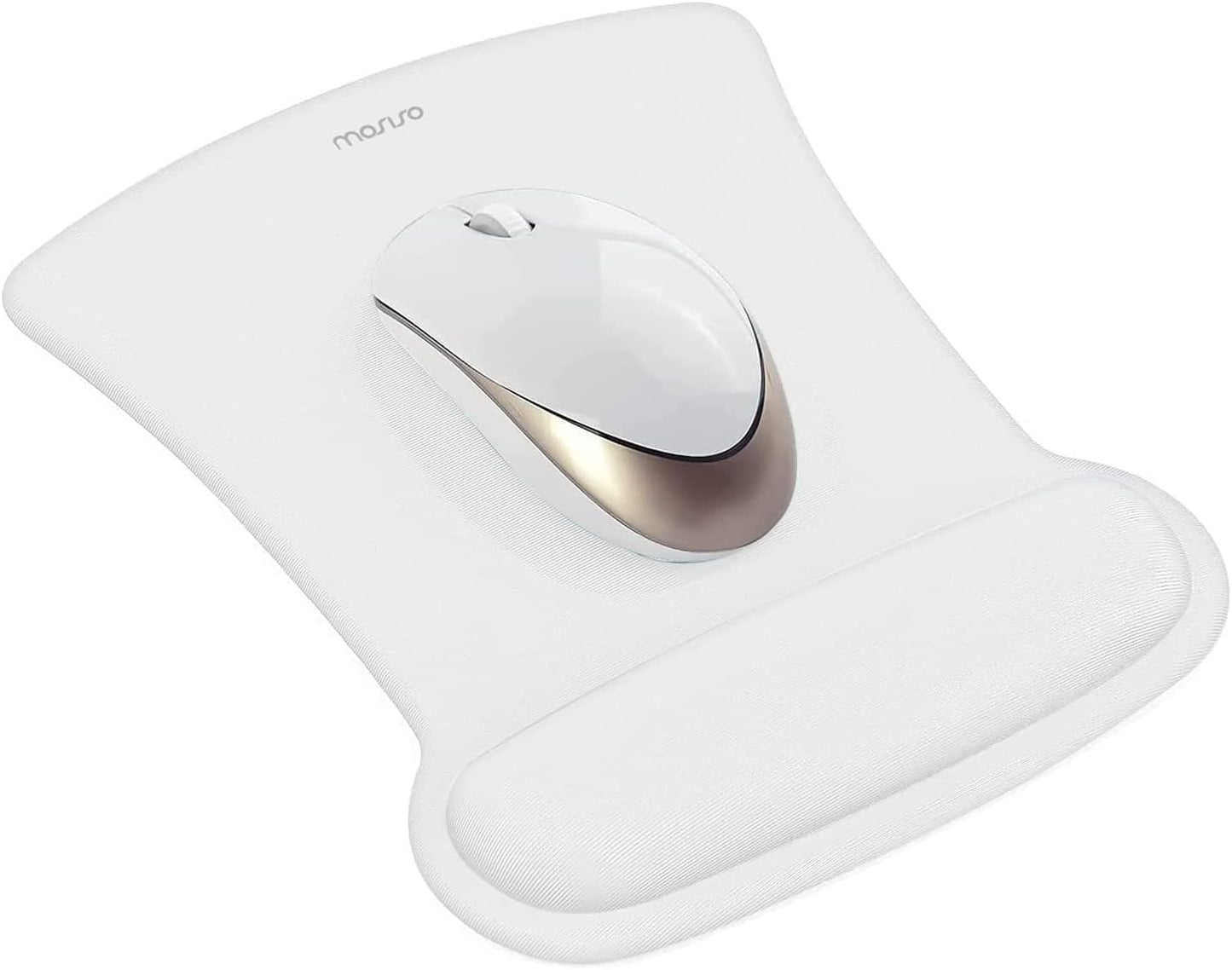MOSISO Wrist Rest Support for Mouse Pad & Keyboard Set, Ergonomic Mousepad Non-Slip Base Home/Office Pain Relief & Easy Typing Cushion with Neoprene Cloth & Raised Memory Foam, Apricot