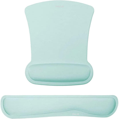 MOSISO Wrist Rest Support for Mouse Pad & Keyboard Set, Ergonomic Mousepad Non-Slip Base Home/Office Pain Relief & Easy Typing Cushion with Neoprene Cloth & Raised Memory Foam, Apricot