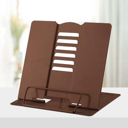Honagu Metal Desk Book Holder, Hands Free Adjustable Cookbook & Document Holder, Portable Bookstand for Music Books, Textbooks, Recipes, Tablets & iPads (Purple)