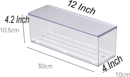 Transparent Flatware Tray Kitchen Drawer Organizer With Lid - Plastic Kitchen Cutlery Tray and Utensil Silverware Storage Container with Cover - Dinnerware Holder for Spoons Forks Knives