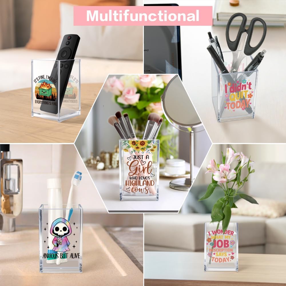 Everything is Figureoutable Acrylic Cosmetic Pencil Pen Holder Cup, Emotional Dumpster Fire Pencil Pen Holder Cup, Therapy Gifts, Mental Health Gifts for Women Colleague Boss Teacher