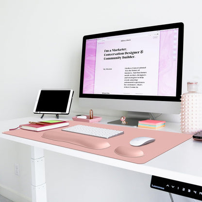Mouse Pad and Keyboard Wrist Rest, 3-in-1 Large Keyboard and Mouse Pad Set, Ergonomic Wrist Rest for Computer Keyboards, Non-Slip Desk Mat Protector for Women (Purple Pink, 31.5" X 15.7")