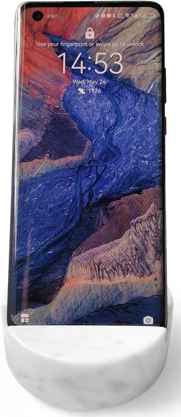 fashciaga Luxurious Marble Cell Phone Stand Holder for Cellphone Tablet On Desk, Countertop, Table, Nightstand. Heavy Real Stone Mobile Phone Stands (Solid)