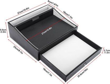Baoyun Gifts for Dad Mens Nightstand Organizer, Jewelry Box for Men, Mens Dresser Organizer Countertop, Large Capacity Leather Valet Tray for Phones Pad Wallet Key Christmas Gifts for Men