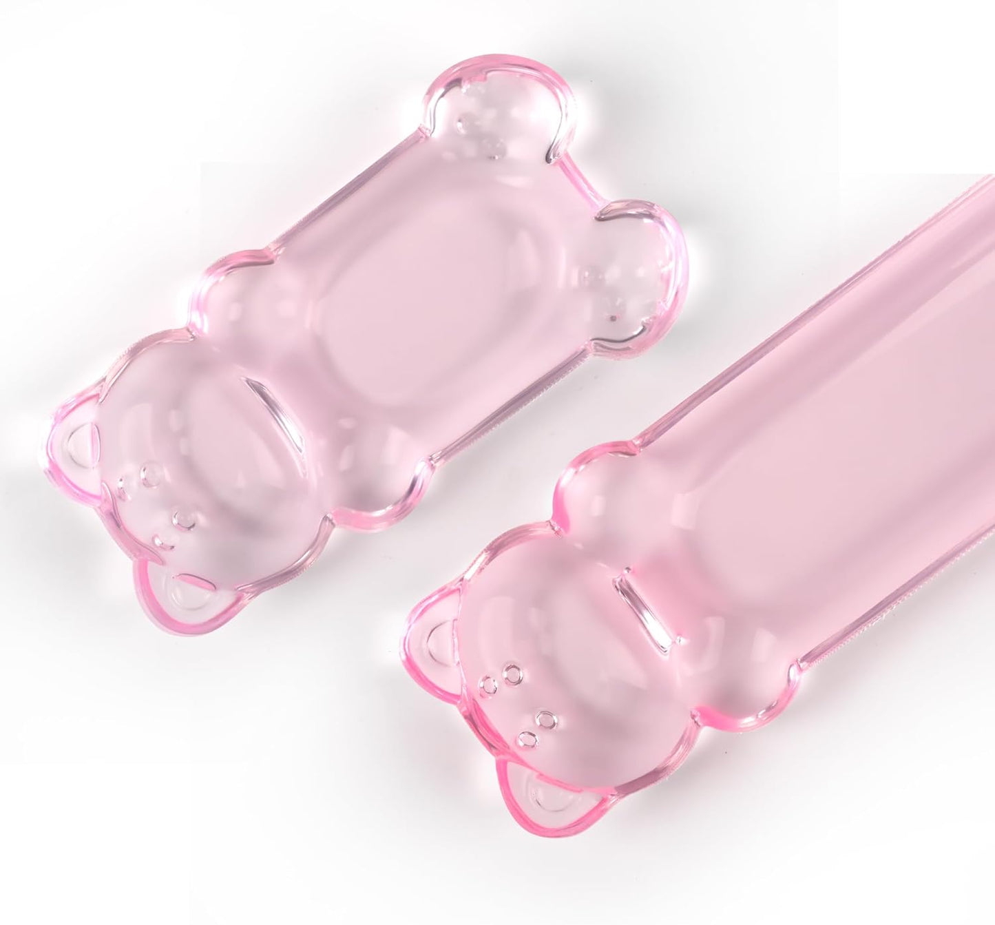 Gel Keyboard and Mouse Wrist Rest Set – Clear Wrist Rest for Computer Keyboard 60%/68%/75%, Comfort & Support for Typing and Gaming(Cute Pink Bear)