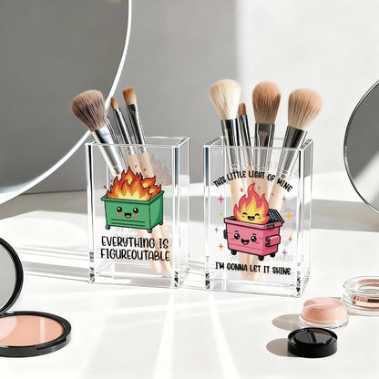 Everything is Figureoutable Acrylic Cosmetic Pencil Pen Holder Cup, Emotional Dumpster Fire Pencil Pen Holder Cup, Therapy Gifts, Mental Health Gifts for Women Colleague Boss Teacher