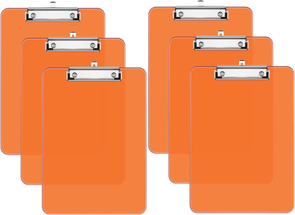 Rimilak 8.5 x 11 Plastic Clipboards Set of 2, Low Profile Metal Clip, Translucent Board, 12.5 x 9 in Letter Size, Office Supply, Back to School, Purple