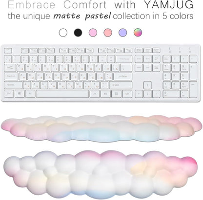 Cloud Wrist Rest Keyboard Palm Rest with Non-Slip Base for Computer Gaming Wrist Rest, YAMJUG Cloud Arm Rest Keyboard Wrist Pad Rainbow