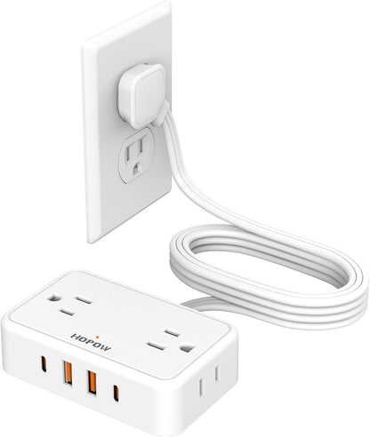 HOPOW Desk Clamp Power Strip, Desktop Mount Charging Station with 4 Outlets 4 USB Ports (2 USB C), 10Ft Under Desk Power Strip, Fits 2.75" Tabletop Edge, Extension Cord for Home Office, Black