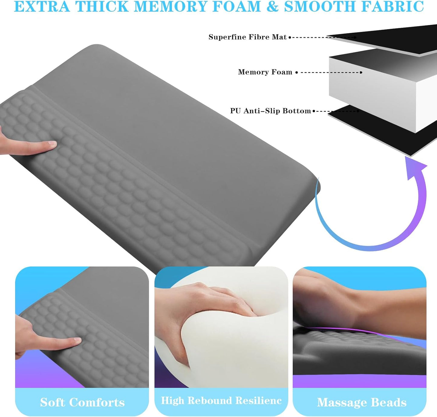 Computer Keyboard Stand with Wrist Rest, Ergonomic Tilted Keyboard Holder - Keyboard Riser with Wrist Pad - Keyboard Tray Support for Office Home - Black