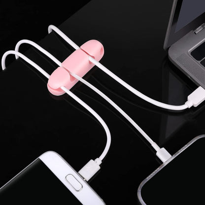 WLLHYF Cable Clips 3PCS Cord Wire Organizer Cable Management Holders 4 Hole Silicone Cable Harness USB Charging Accessory Cable Holder for Office and Home Desk (Black)