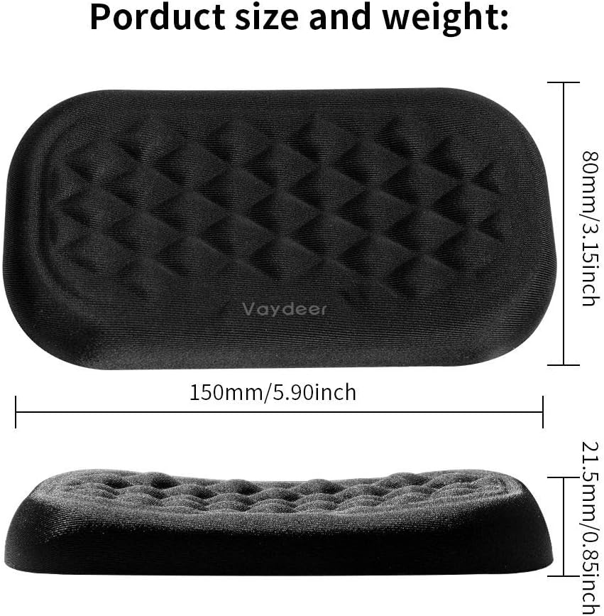 Vaydeer 60%-75% Keyboard Wrist Rest, Memory Foam Hand Rest Support Pad Padded for Office, Computer, Laptop, Mac Typing and Wrist Pain Relief and Repair(14.17inch,Black)