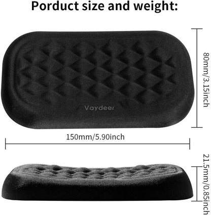 Vaydeer 60%-75% Keyboard Wrist Rest, Memory Foam Hand Rest Support Pad Padded for Office, Computer, Laptop, Mac Typing and Wrist Pain Relief and Repair(14.17inch,Black)