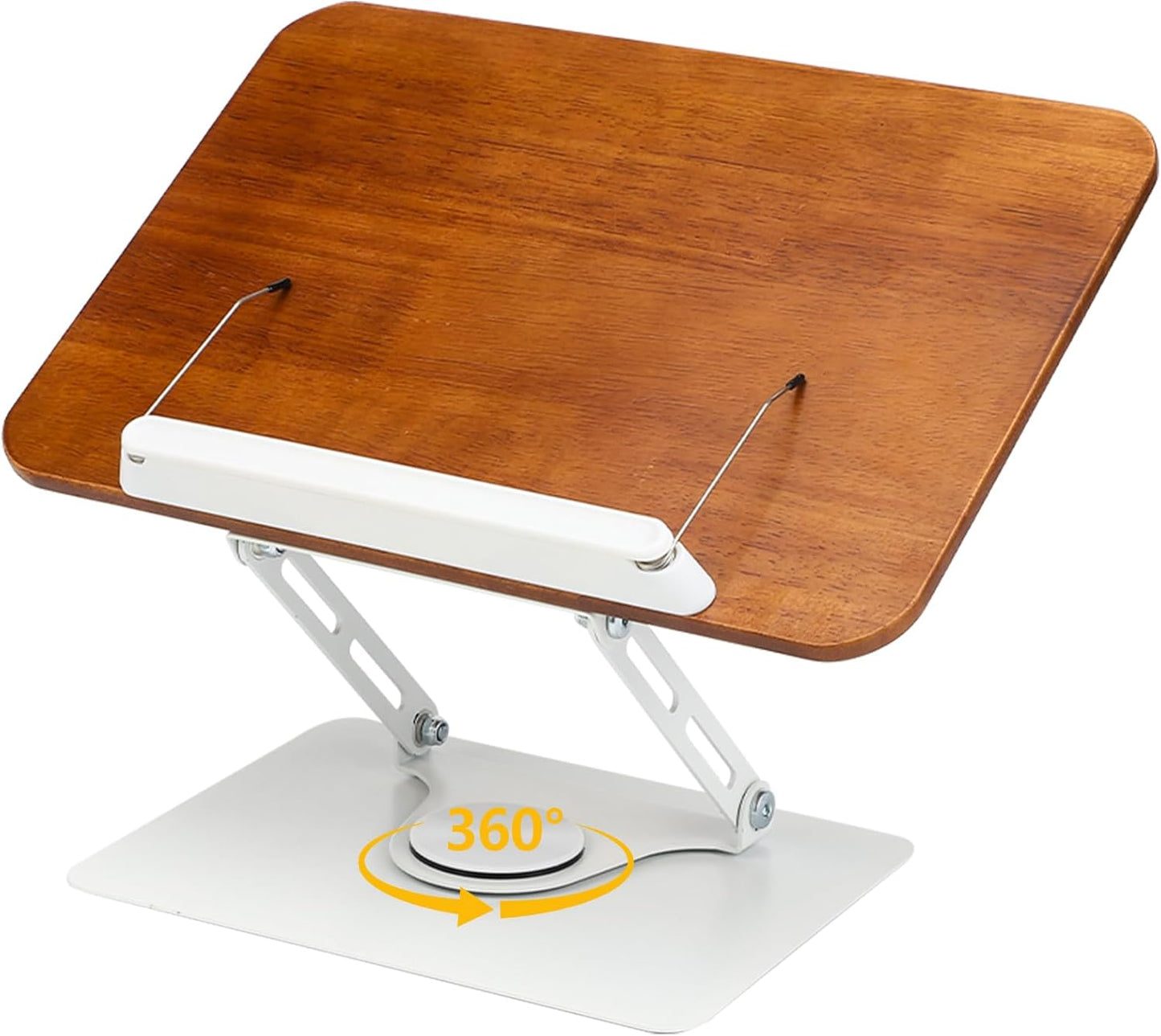 360° Rotating Book Stand for Reading, Adjustable Foldable Book Holder for Reading, Cooking, Office, Compatible with Cookbooks, Textbooks, Tablets, Sheet Music, and Laptops (Black Walnut)