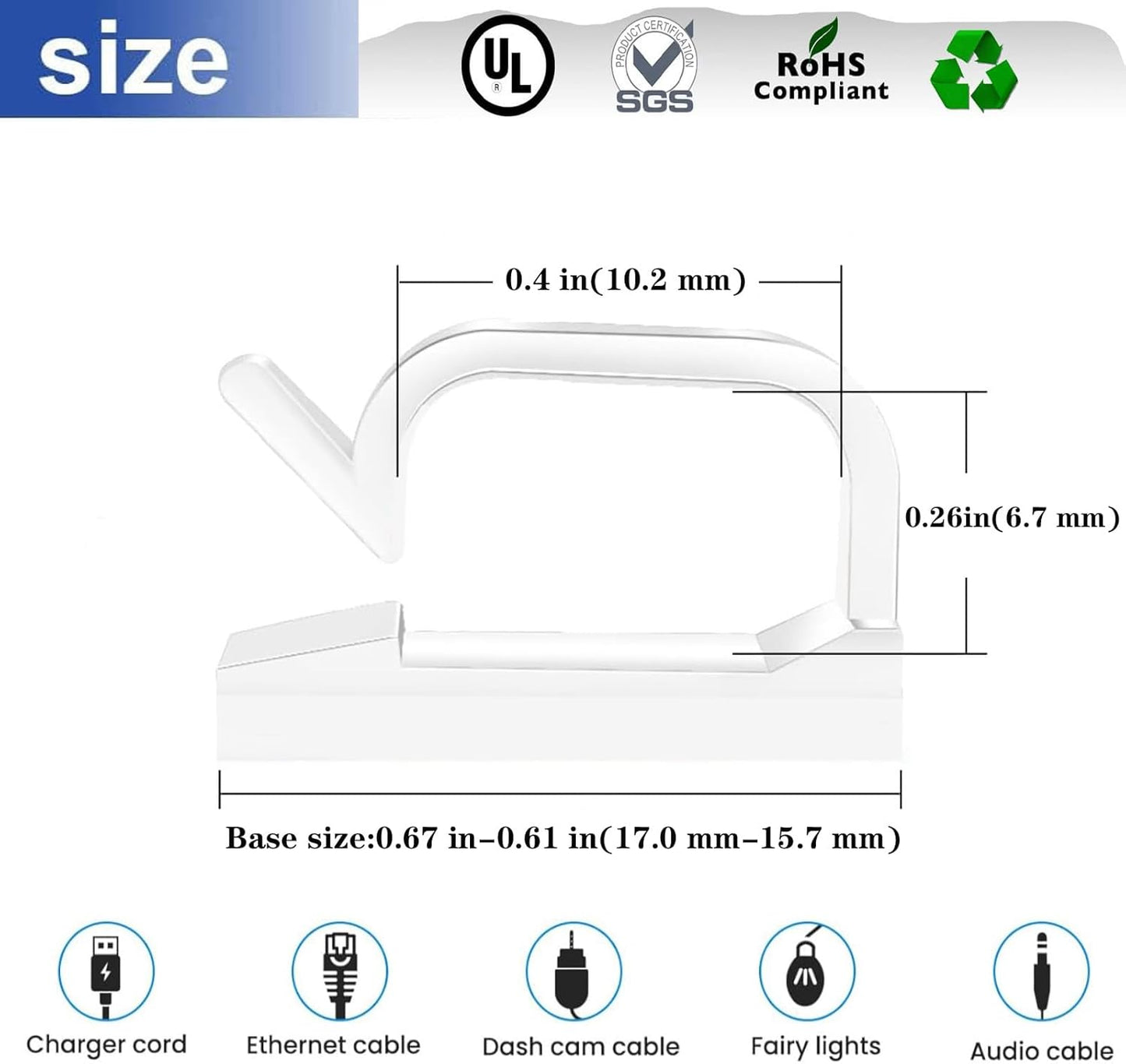 Cable Clips，50PCS Electrical Cord Management Adhesive Cable Wire Clip Wire Clips wall，Used for Cars, Offices, and Homes Cable Clips Cord Organizer（Black）