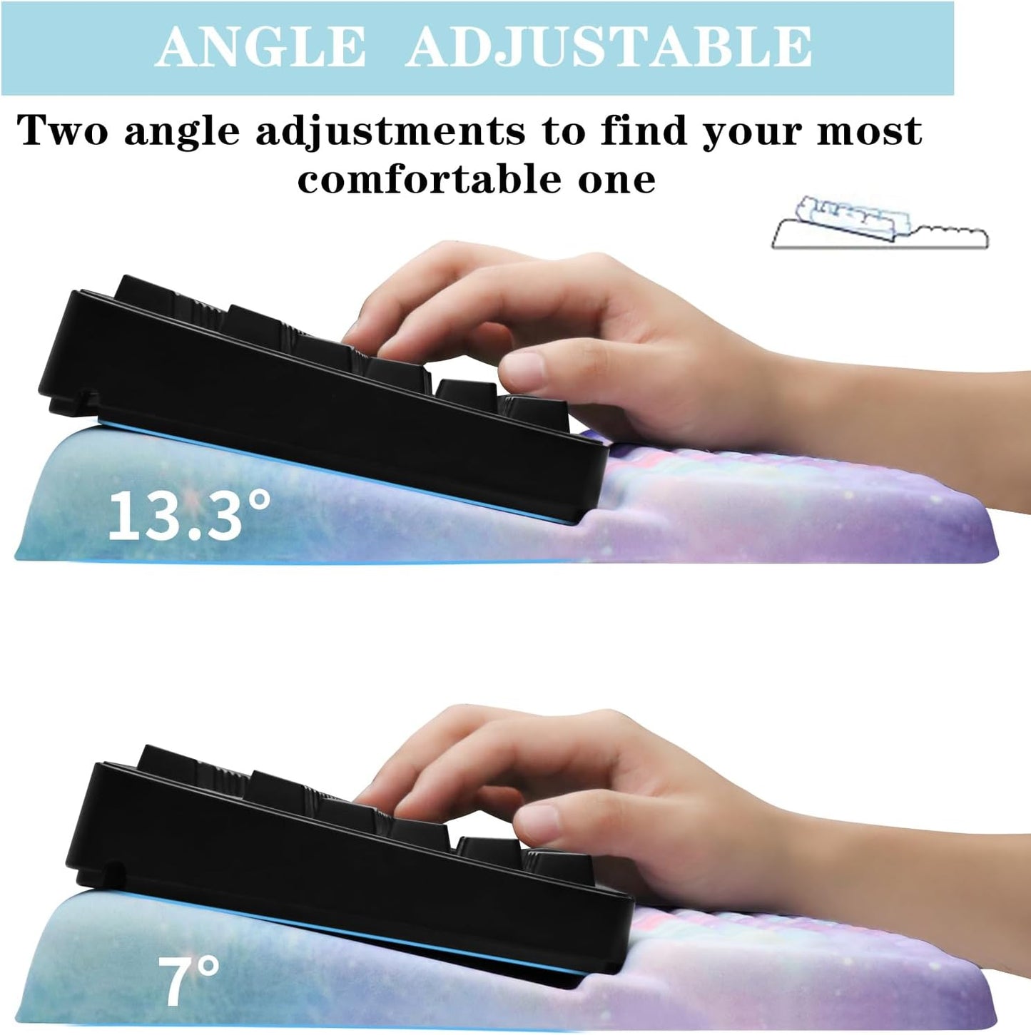 Computer Keyboard Stand Pad with Wrist Rest, Ergonomic Comfy Tilted Keyboard Stand Riser Holder Pad for Office Home (Black)