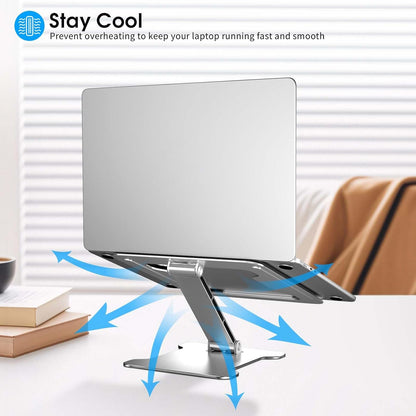 LRLKFX Laptop Stand Portable Foldable Aluminum Laptop Riser Height Adjustable Ergonomic Holder for Desk Compatible with MacBook Air Pro, Dell, HP, Lenovo & More 10-15.6" - Silver