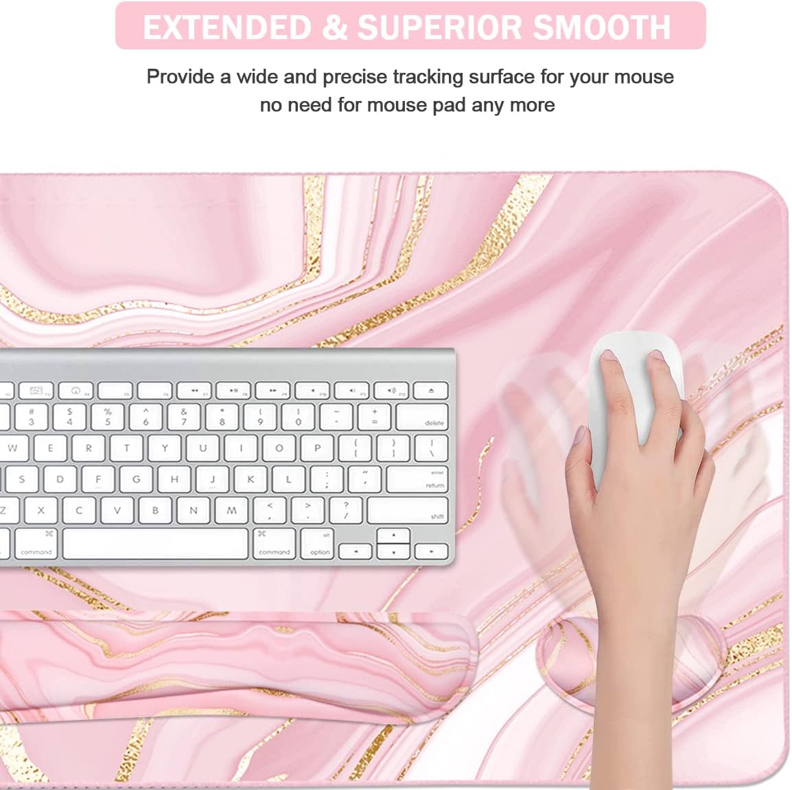 4-in-1 Large Gaming Mouse Pad, Keyboard Wrist Rest Pad & Wrist Support Mousepad Set, Extended Desk Pad Waterproof Desk Mat for Home Office Study Game-Black